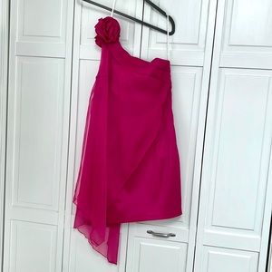 NWT Bright Fuchsia Jessica McClintock One Shoulder Party Dress
